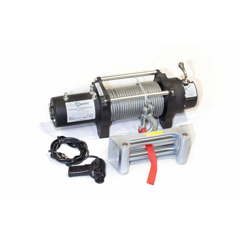 Лебедка электрическая автомобильная высокоскоростная СТОКРАТ HS 8.8 WP, 12V, 6.8 л.с.